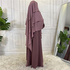 Khimar long en mousseline de soie à 3 couches, 15 options de couleurs pour femmes arabes