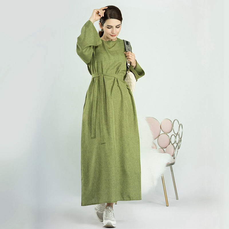 Robe Abaya ouverte en coton mélangé pour femmes musulmanes turques de Dubaï