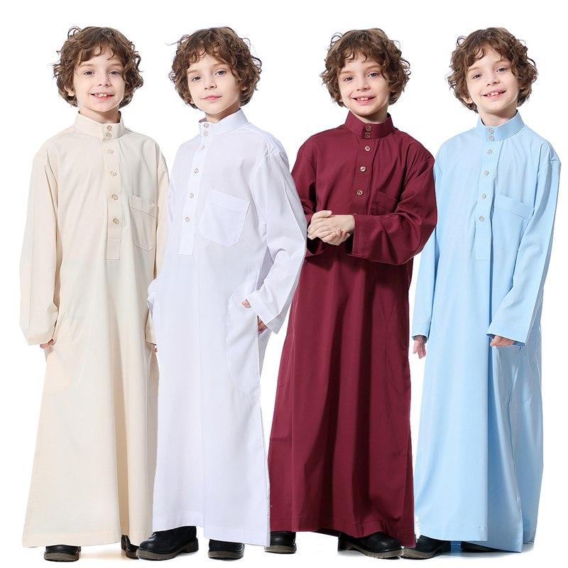 Vêtements pour enfants, style arabe du Moyen-Orient, col montant, pour garçons