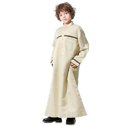 Vêtements pour enfants arabes du Moyen-Orient, robe à col montant, thobes pour garçons