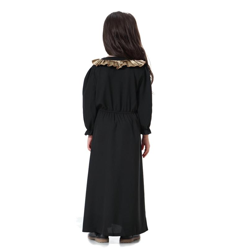 V-Neck Long Sleeve Abaya Dress For Girls Middle East Arab Kids