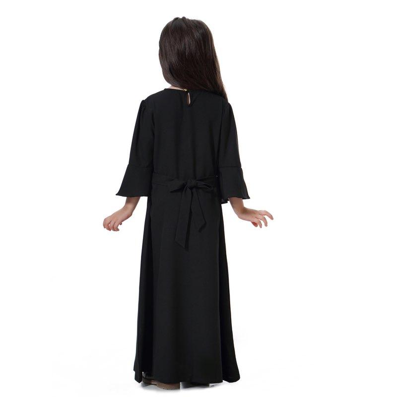 Robe Abaya simple et tendance pour filles, vêtements arabes du Moyen-Orient pour enfants