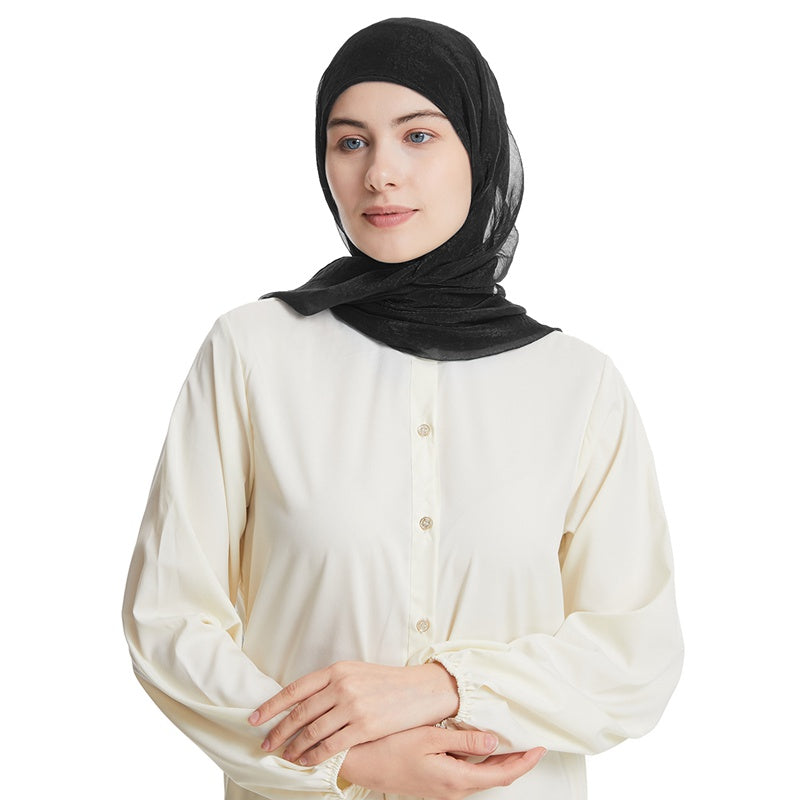 Ensemble foulard hijab en mousseline avec bonnet sous-foulard