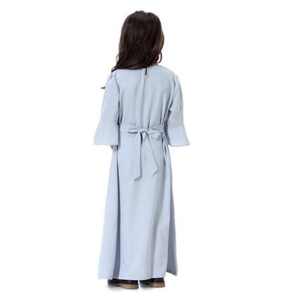 Robe Abaya simple et tendance pour filles, vêtements arabes du Moyen-Orient pour enfants