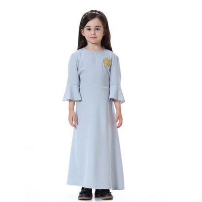 Robe Abaya simple et tendance pour filles, vêtements arabes du Moyen-Orient pour enfants
