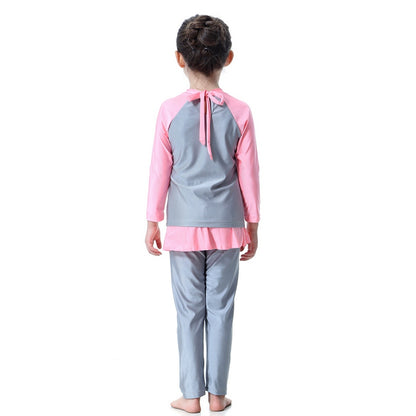 Ensemble 3 pièces Burkinis pour fille musulmane, maillot de bain pour enfant