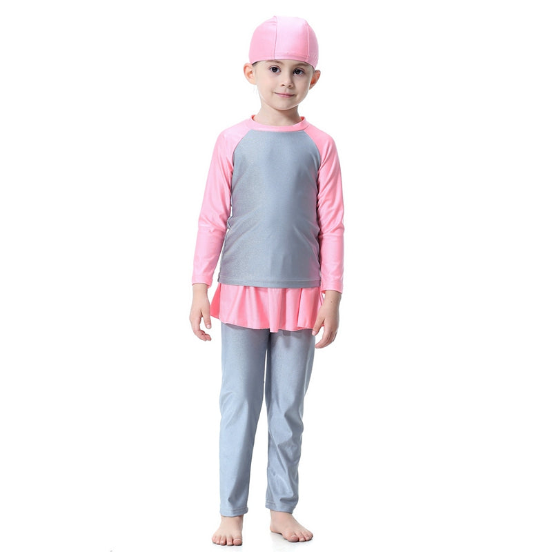 Ensemble 3 pièces Burkinis pour fille musulmane, maillot de bain pour enfant