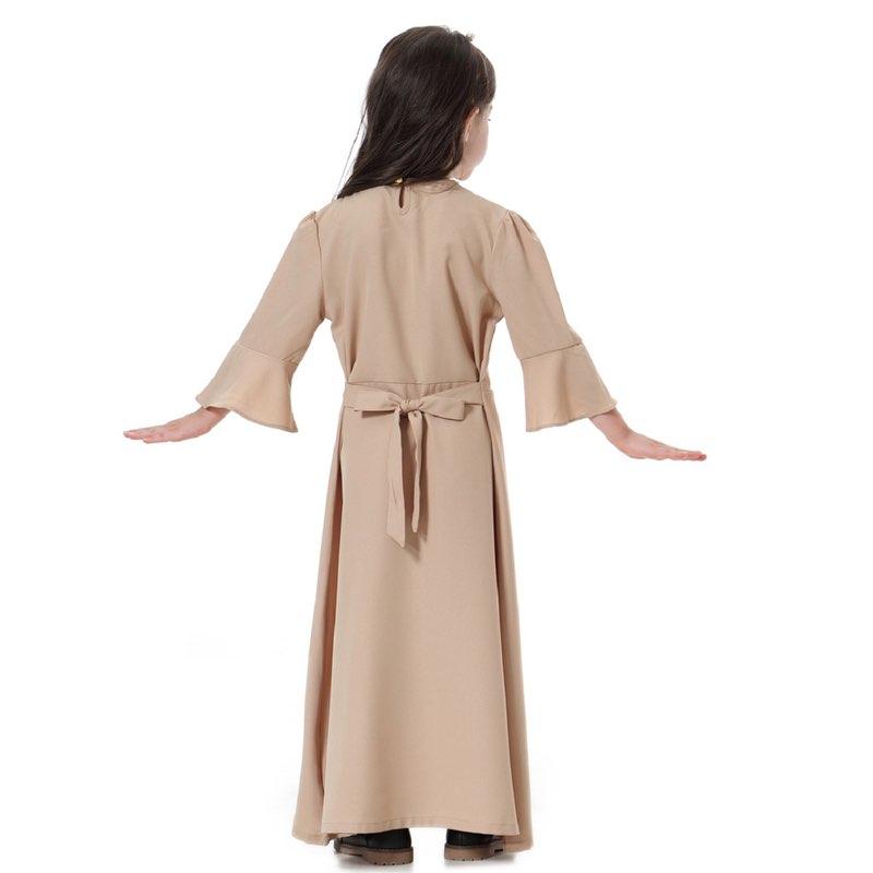 Robe Abaya simple et tendance pour filles, vêtements arabes du Moyen-Orient pour enfants