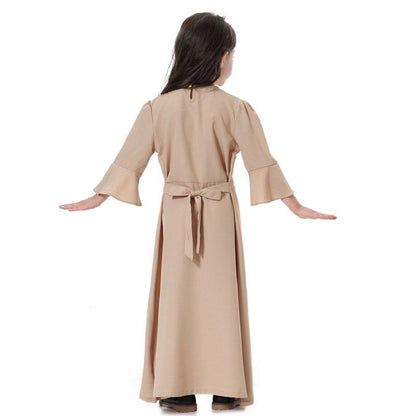 Robe Abaya simple et tendance pour filles, vêtements arabes du Moyen-Orient pour enfants