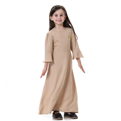 Robe Abaya simple et tendance pour filles, vêtements arabes du Moyen-Orient pour enfants