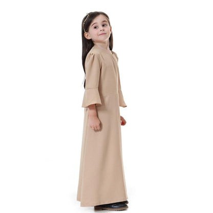 Robe Abaya simple et tendance pour filles, vêtements arabes du Moyen-Orient pour enfants