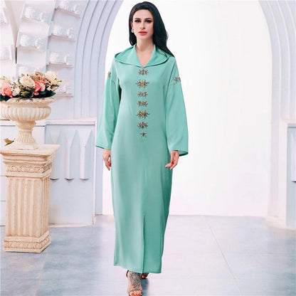 À capuche élégante strass longue Femme Djellaba femmes Abaya caftan robe Jalaba