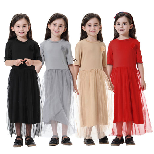 Vêtements pour enfants arabes du Moyen-Orient, robe en maille tendance pour filles