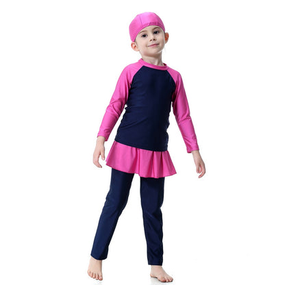 Ensemble 3 pièces Burkinis pour fille musulmane, maillot de bain pour enfant