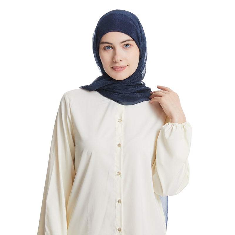 Ensemble foulard hijab en mousseline avec bonnet sous-foulard