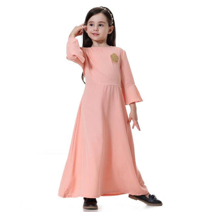 Robe Abaya simple et tendance pour filles, vêtements arabes du Moyen-Orient pour enfants