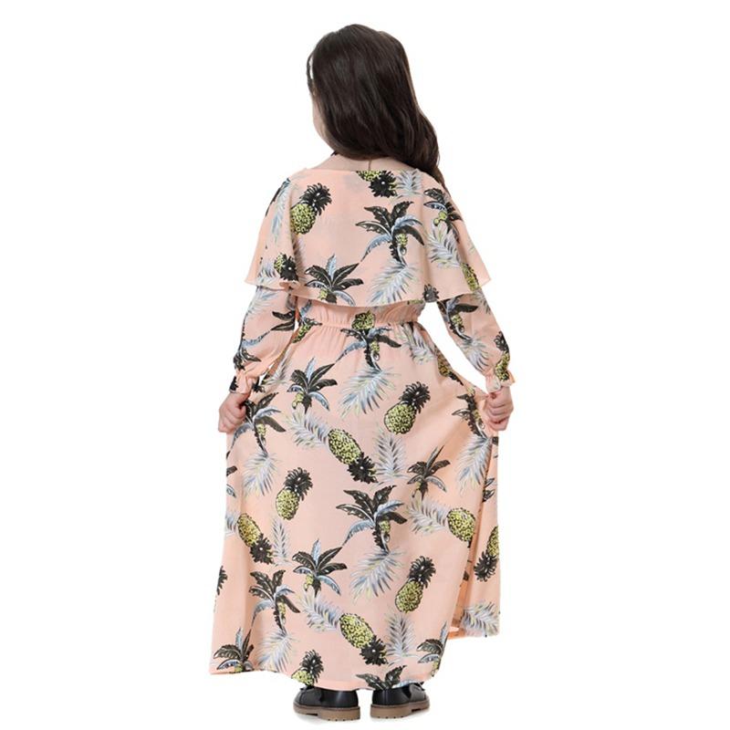 Robe longue abaya à imprimé floral pour fille arabe du Moyen-Orient