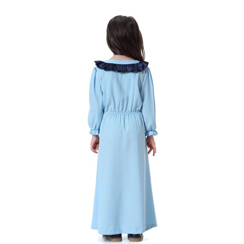 V-Neck Long Sleeve Abaya Dress For Girls Middle East Arab Kids