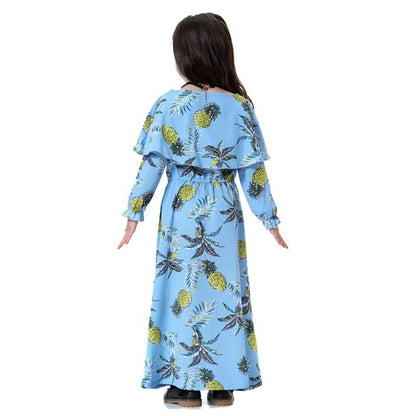 Robe longue abaya à imprimé floral pour fille arabe du Moyen-Orient