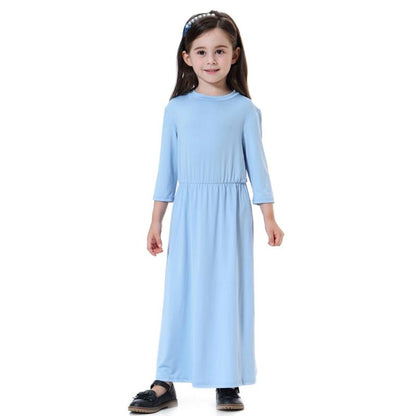 Young Girls Abaya Middle East Arab Clothing Kids School Wear