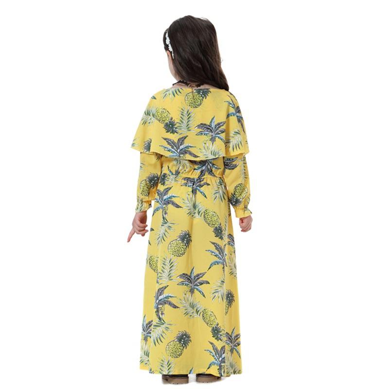 Robe longue abaya à imprimé floral pour fille arabe du Moyen-Orient